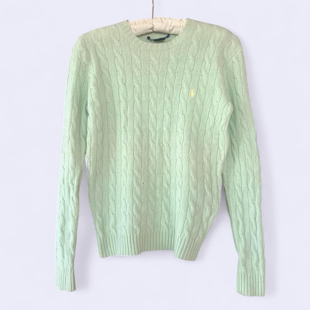 Ralph Lauren Sport | Vintage Mint Green Wool Cable Knit Sweater